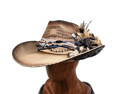 Smokey/ Blue Straw Cowboy Hat 1