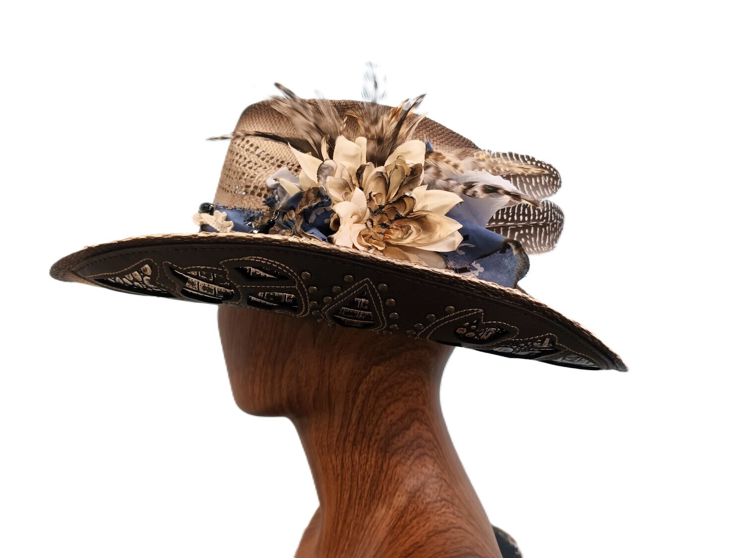 Smokey/ Blue Straw Cowboy Hat 1