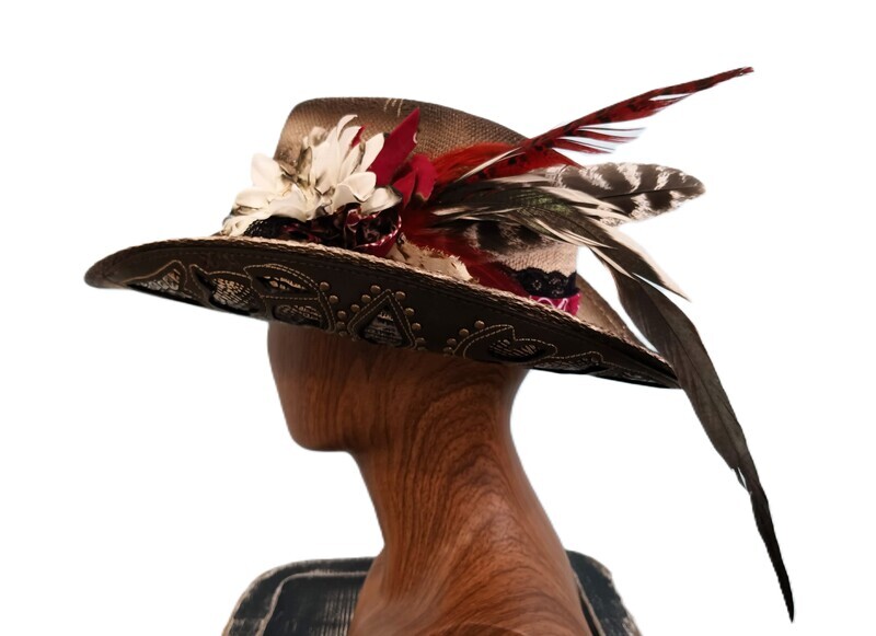 Smokey/ Red Straw Cowboy Hat 1