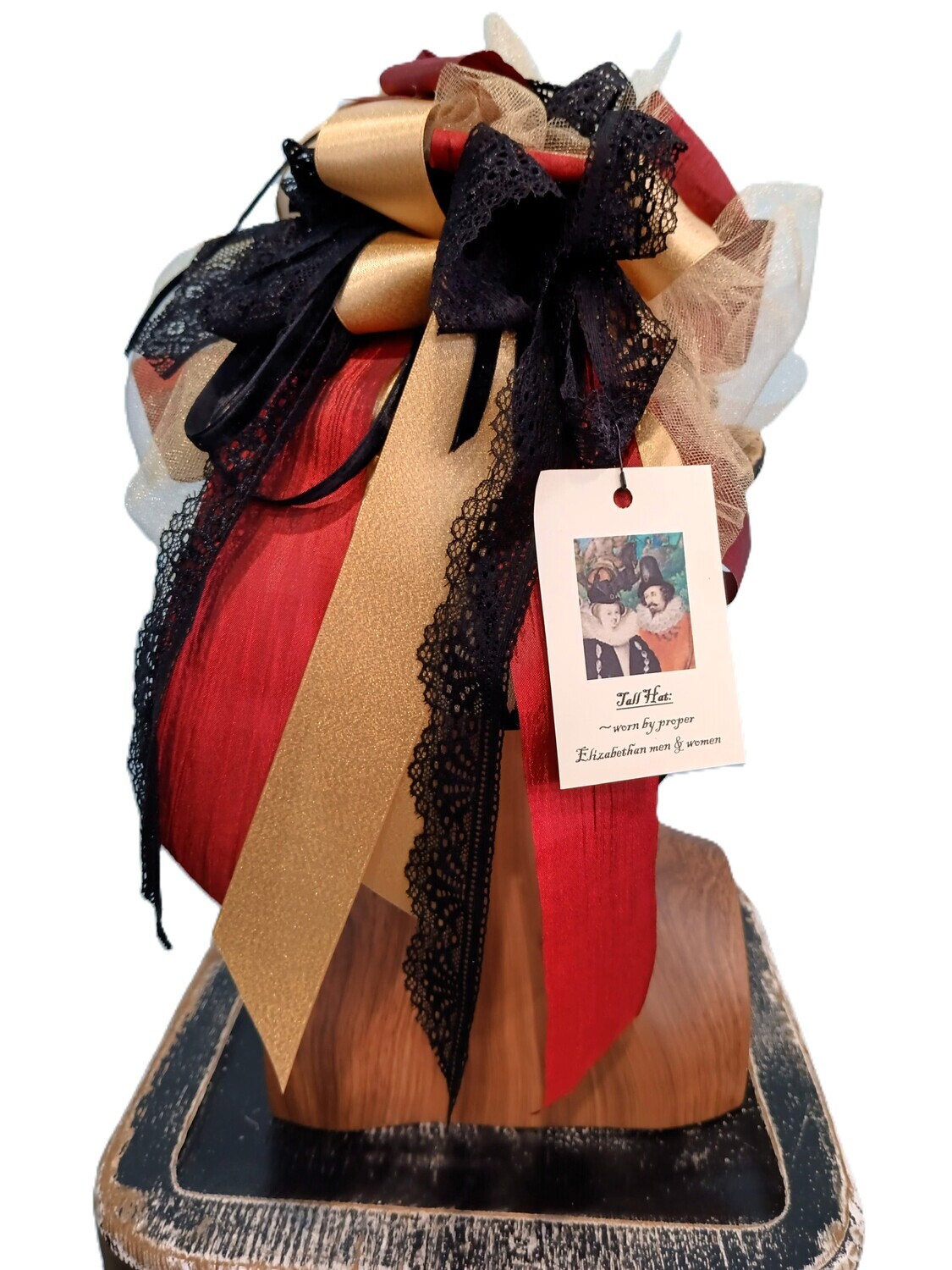 Gold w/ Red &amp; Black Victorian Fascinator
