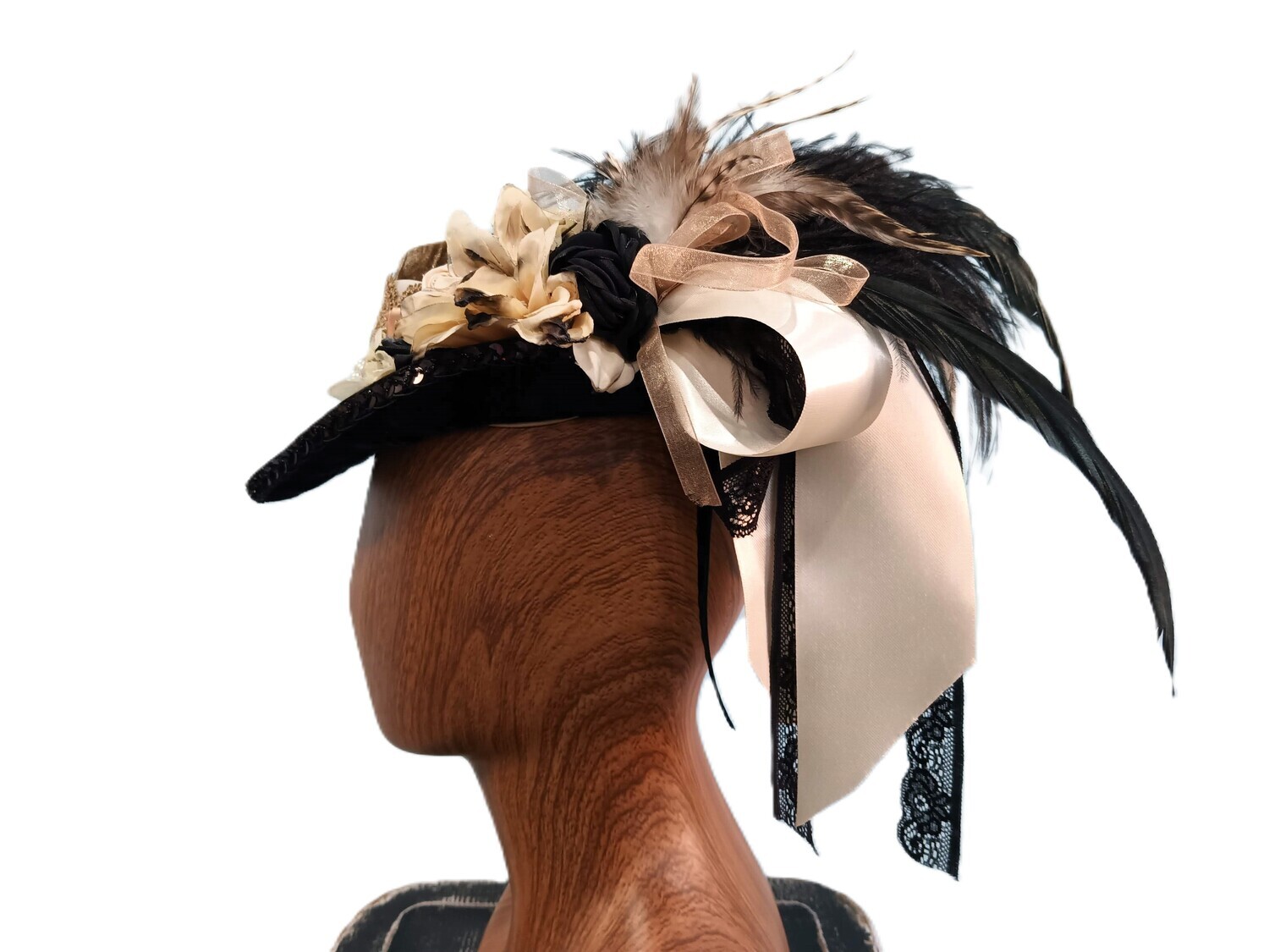 Champagne Crushed Velvet Victorian Fascinator 2