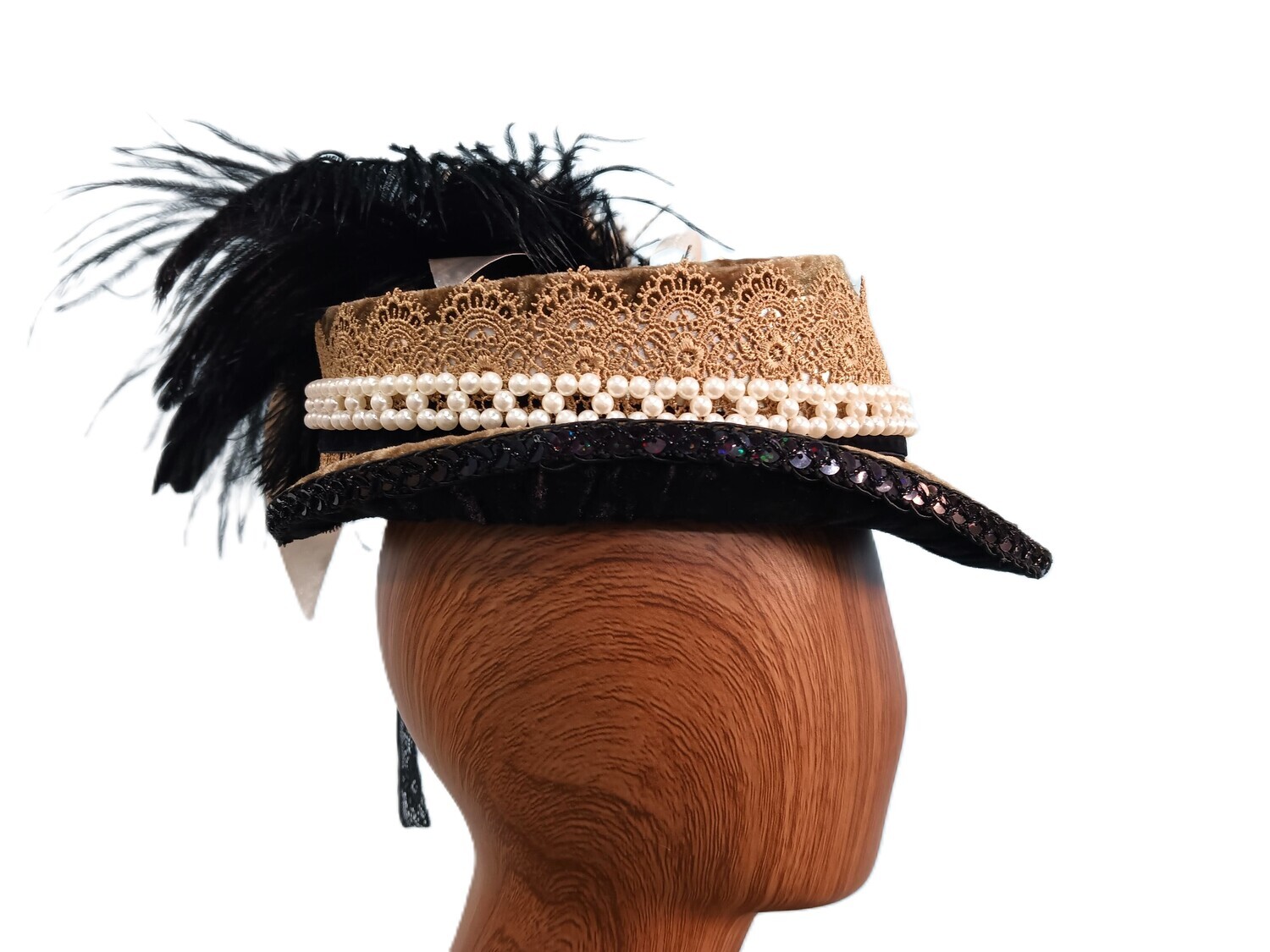 Champagne Crushed Velvet Victorian Fascinator 2