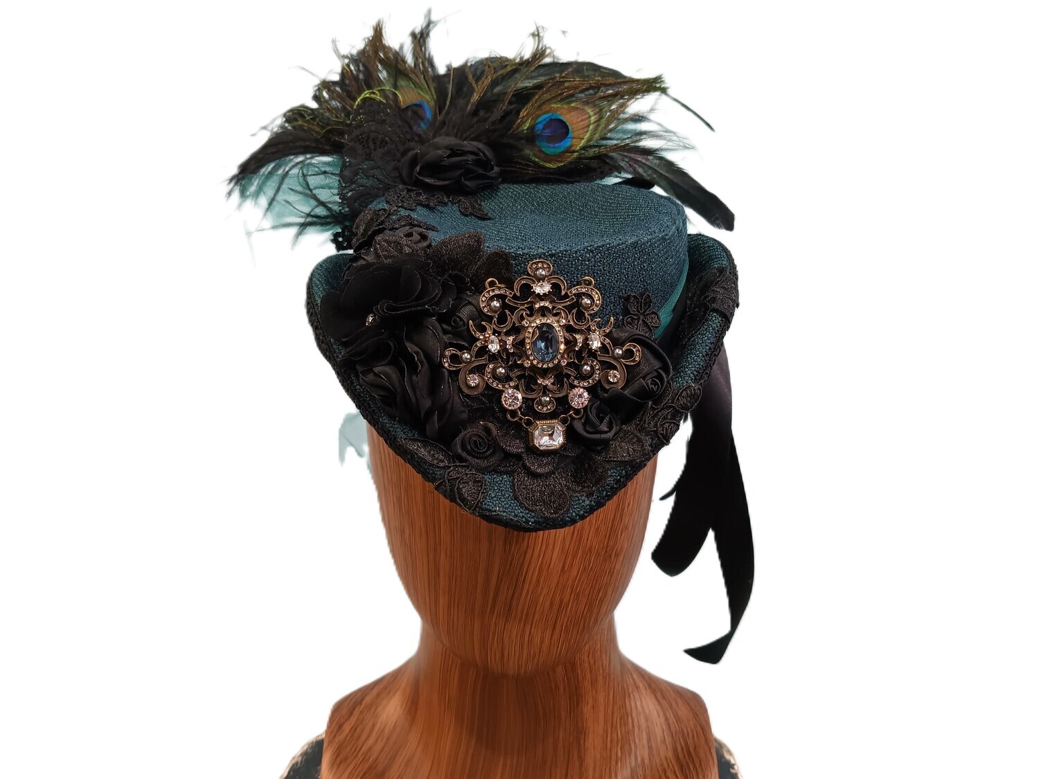 Teal Tweed Victorian Fascinator