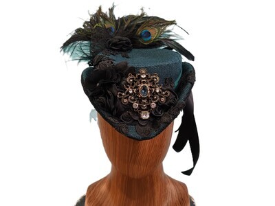 Teal Tweed Victorian Fascinator