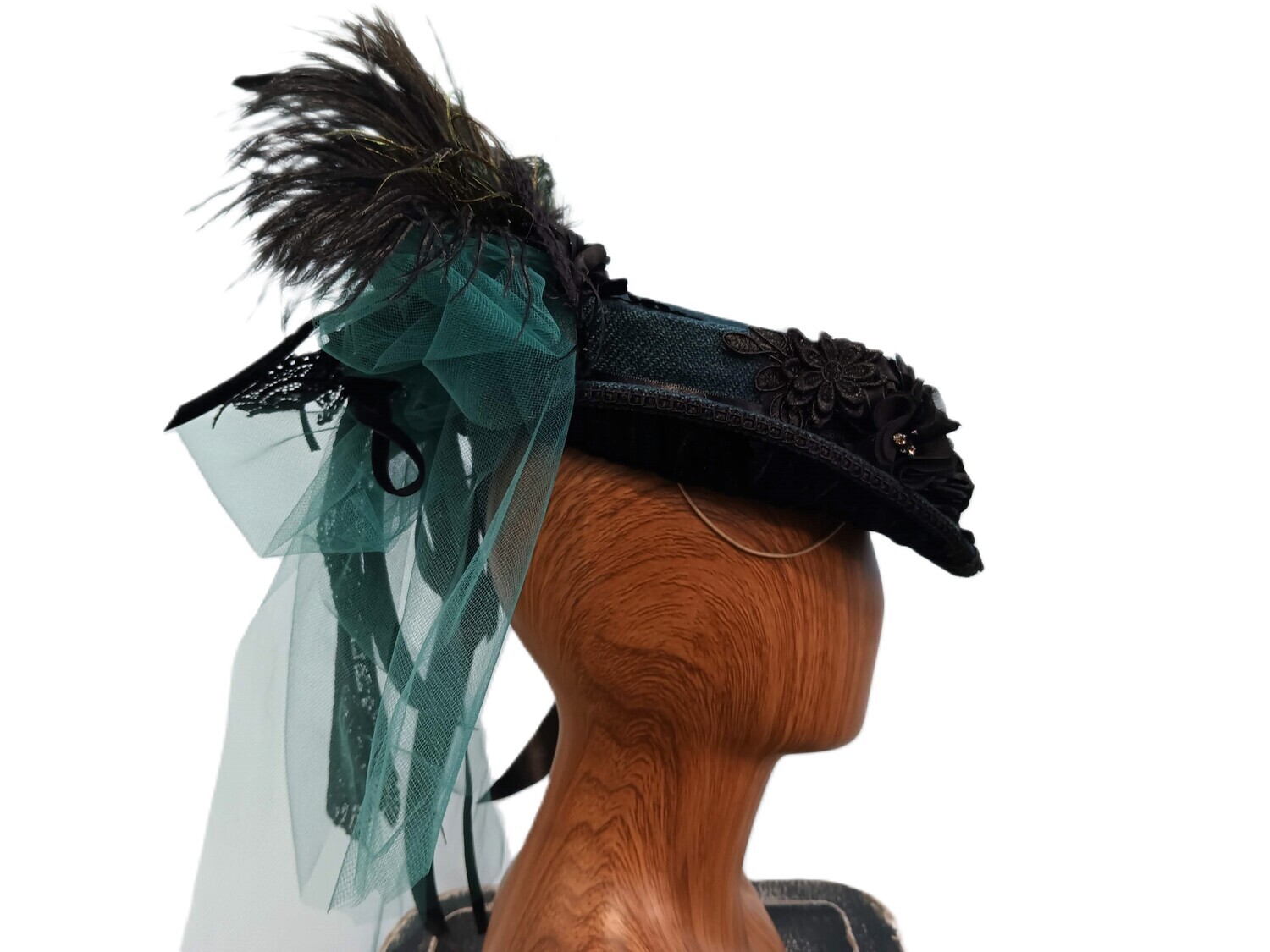 Teal Tweed Victorian Fascinator
