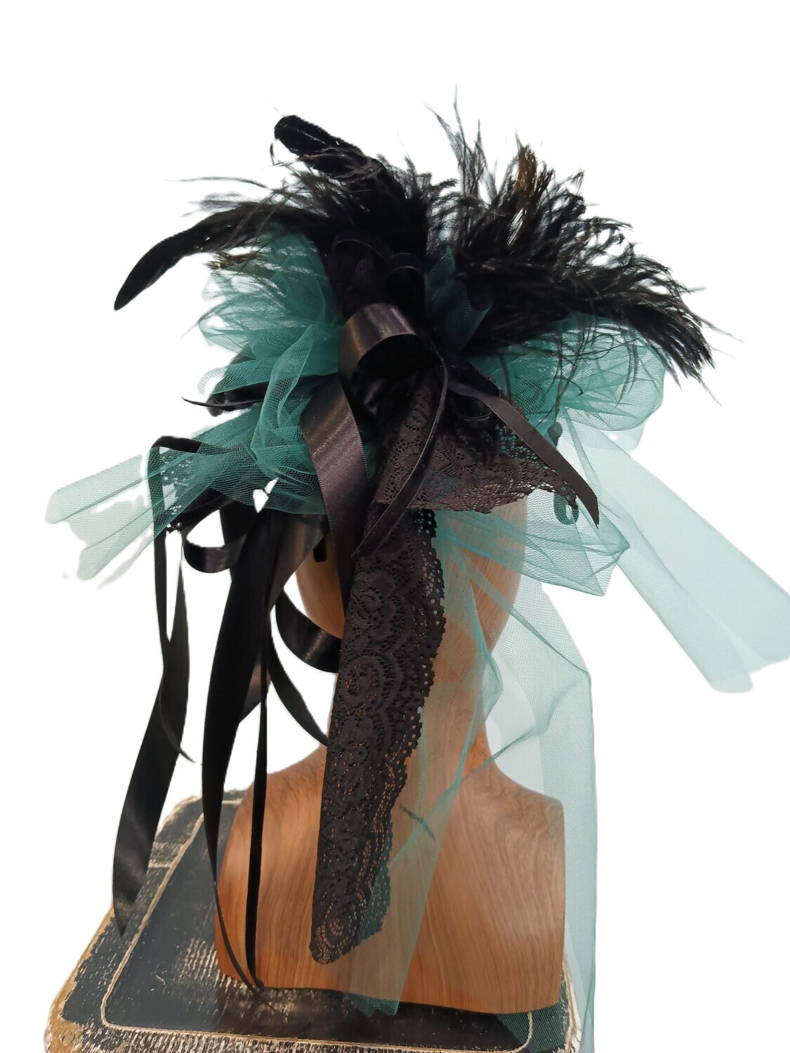 Teal Tweed Victorian Fascinator