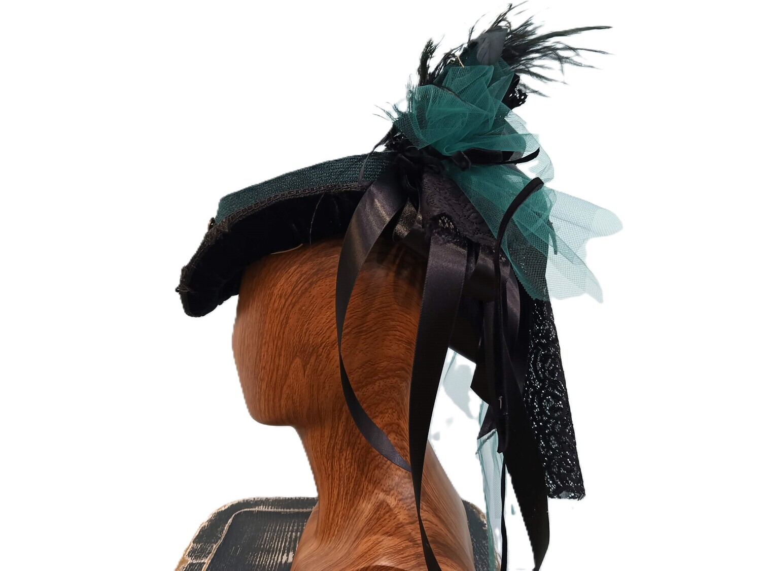 Teal Tweed Victorian Fascinator