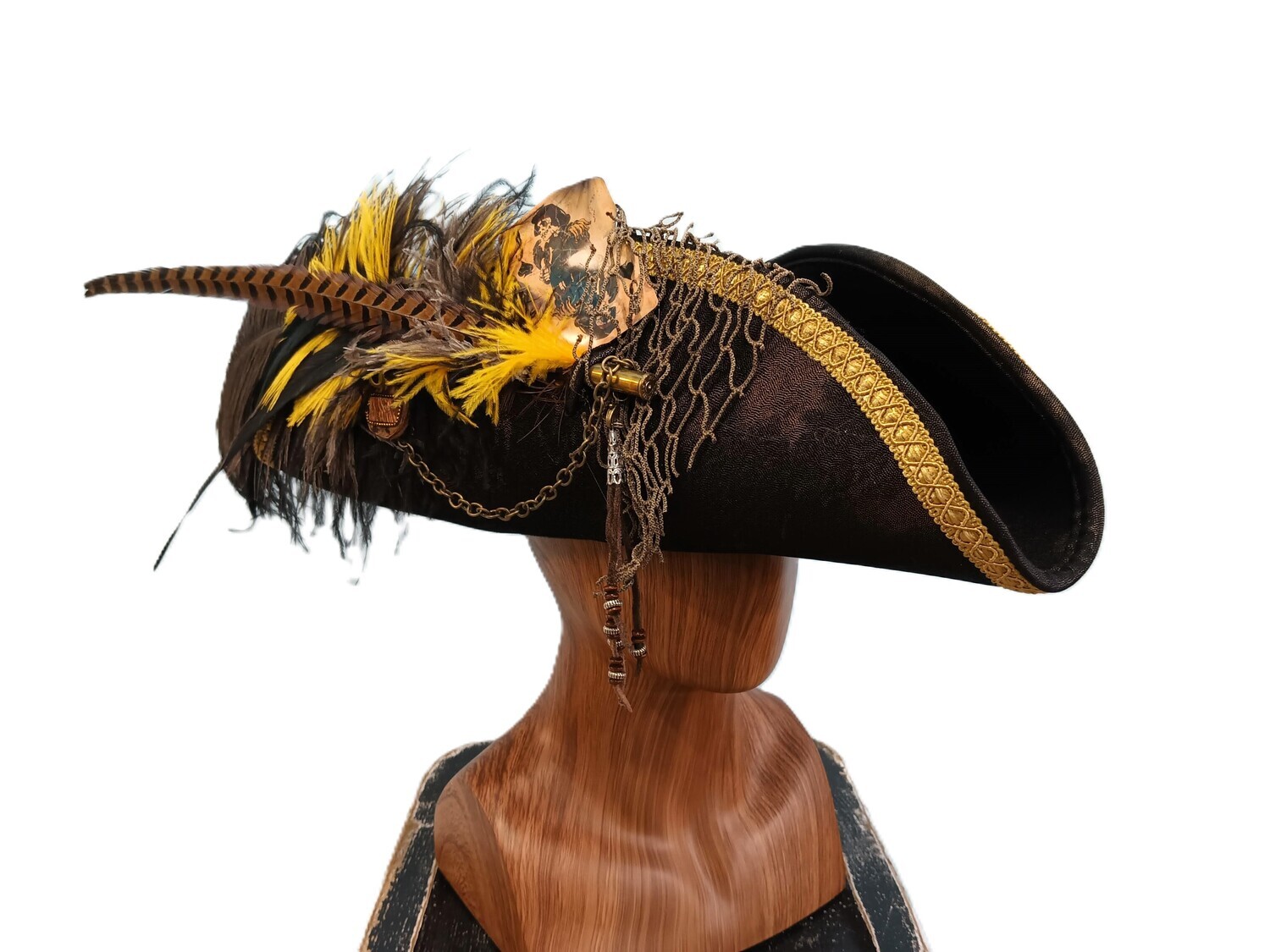 Calypso Tricorn Pirate Hat Tortoise/ Gold 1