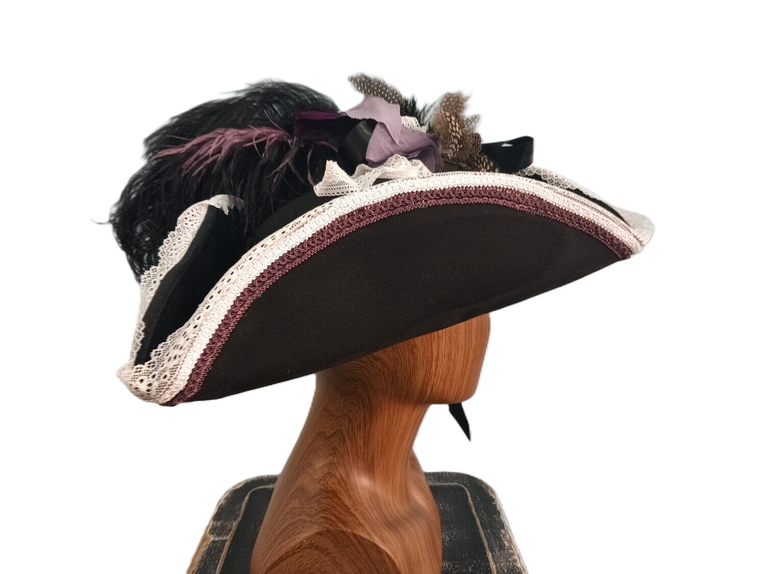 Calypso Ladies Tricorn Pirate Hat Black/ Purple 1