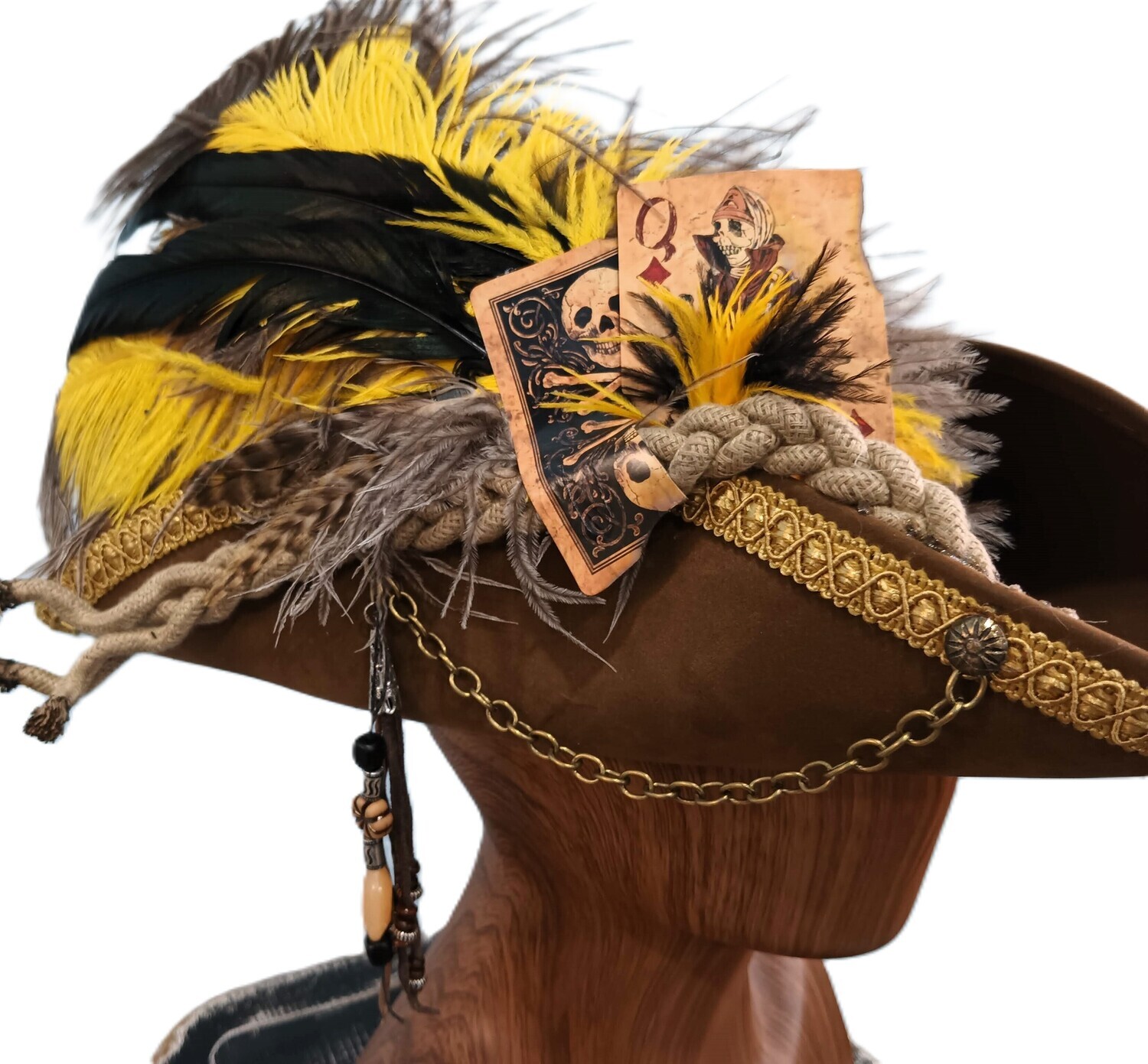 Swann Brown/ Black/ Gold Tricorn Pirate Hat 1