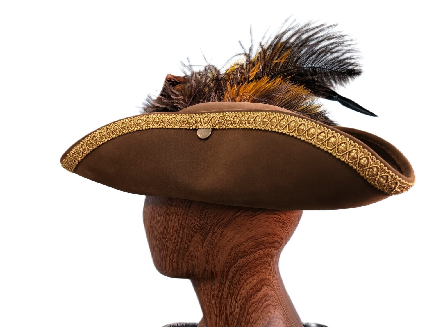 Swann Brown/ Black/ Gold Tricorn Pirate Hat 1