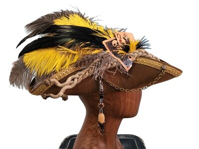 Swann Brown/ Black/ Gold Tricorn Pirate Hat 1