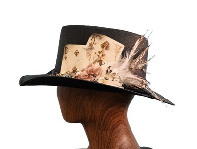 Straw Gambler Top Hat AH Black 1