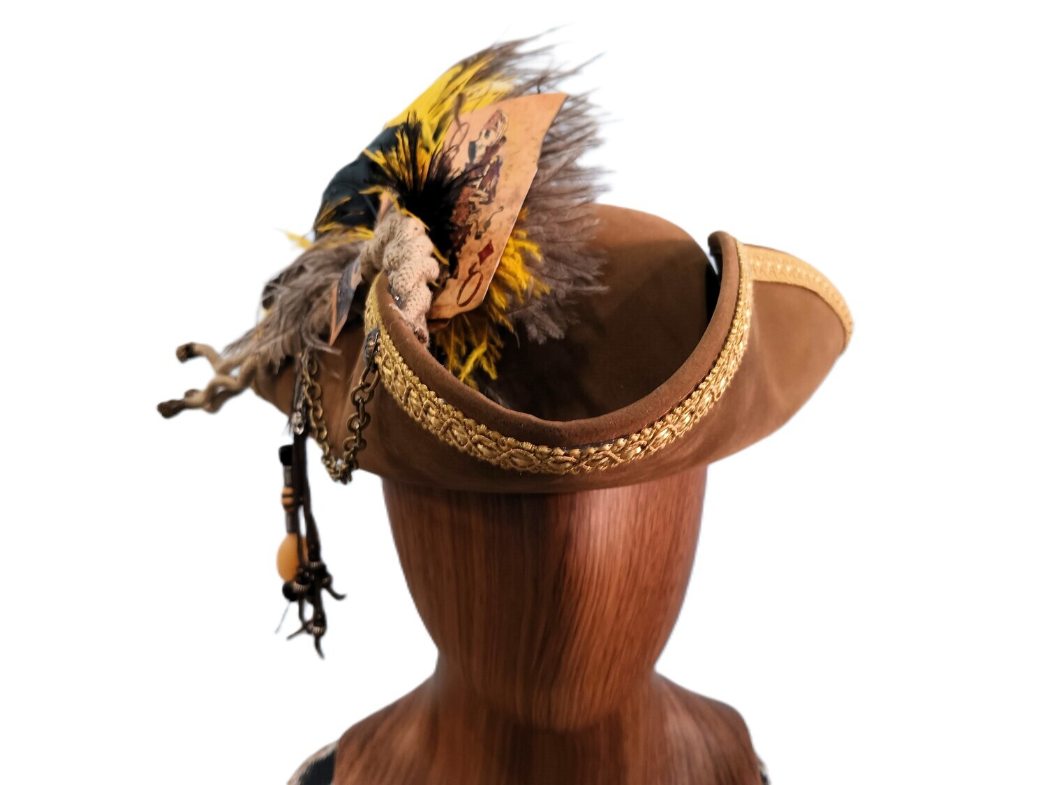 Swann Brown/ Black/ Gold Tricorn Pirate Hat 1