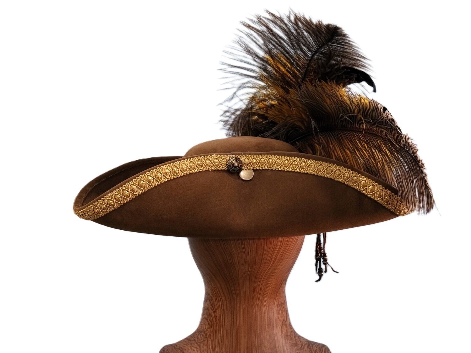 Swann Brown/ Black/ Gold Tricorn Pirate Hat 1