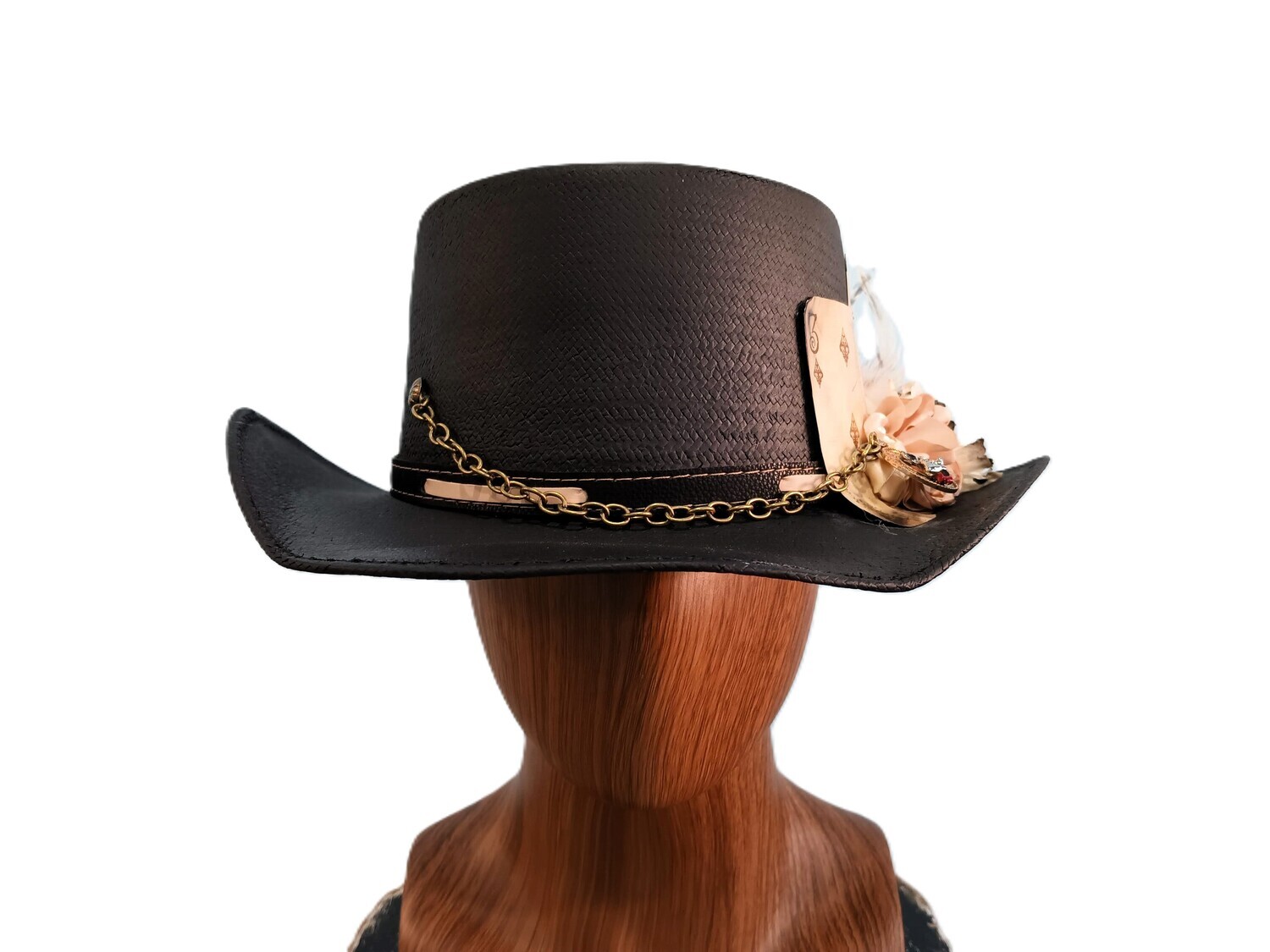 Straw Gambler Top Hat AH Black 1
