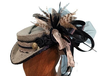 Taupe Tweed Victorian Fascinator