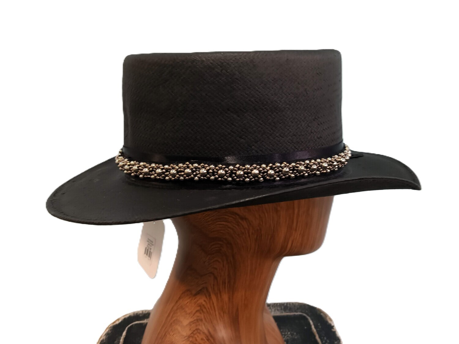 Straw Gambler Ladies Top Hat AH Black 3 M