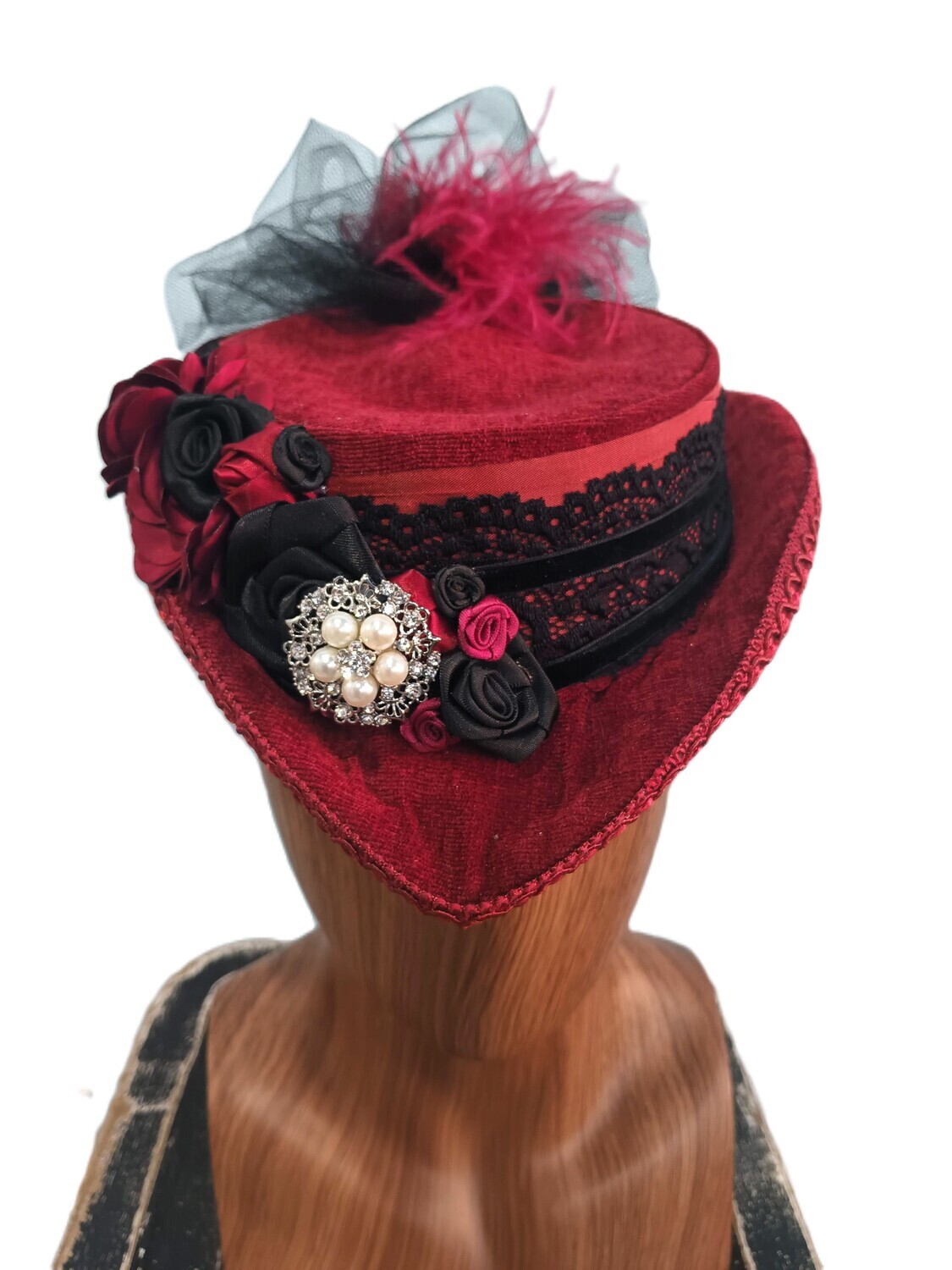Scarlet &amp; Black Victorian Fascinator