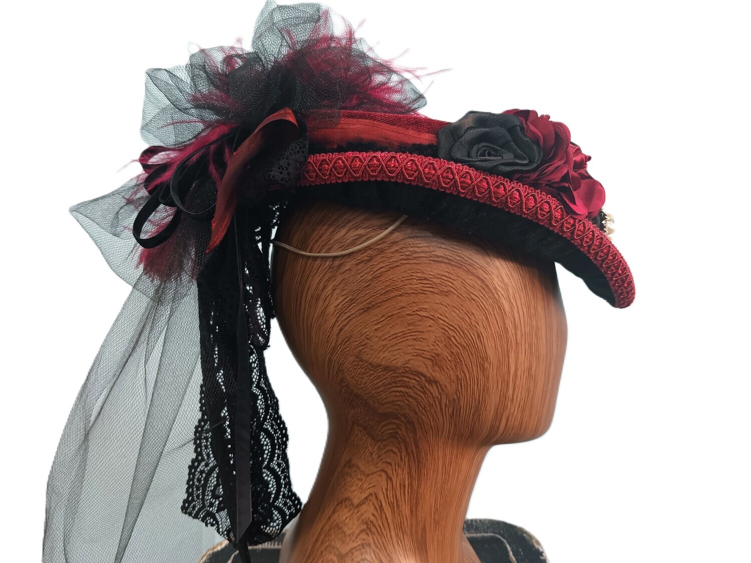 Scarlet &amp; Black Victorian Fascinator