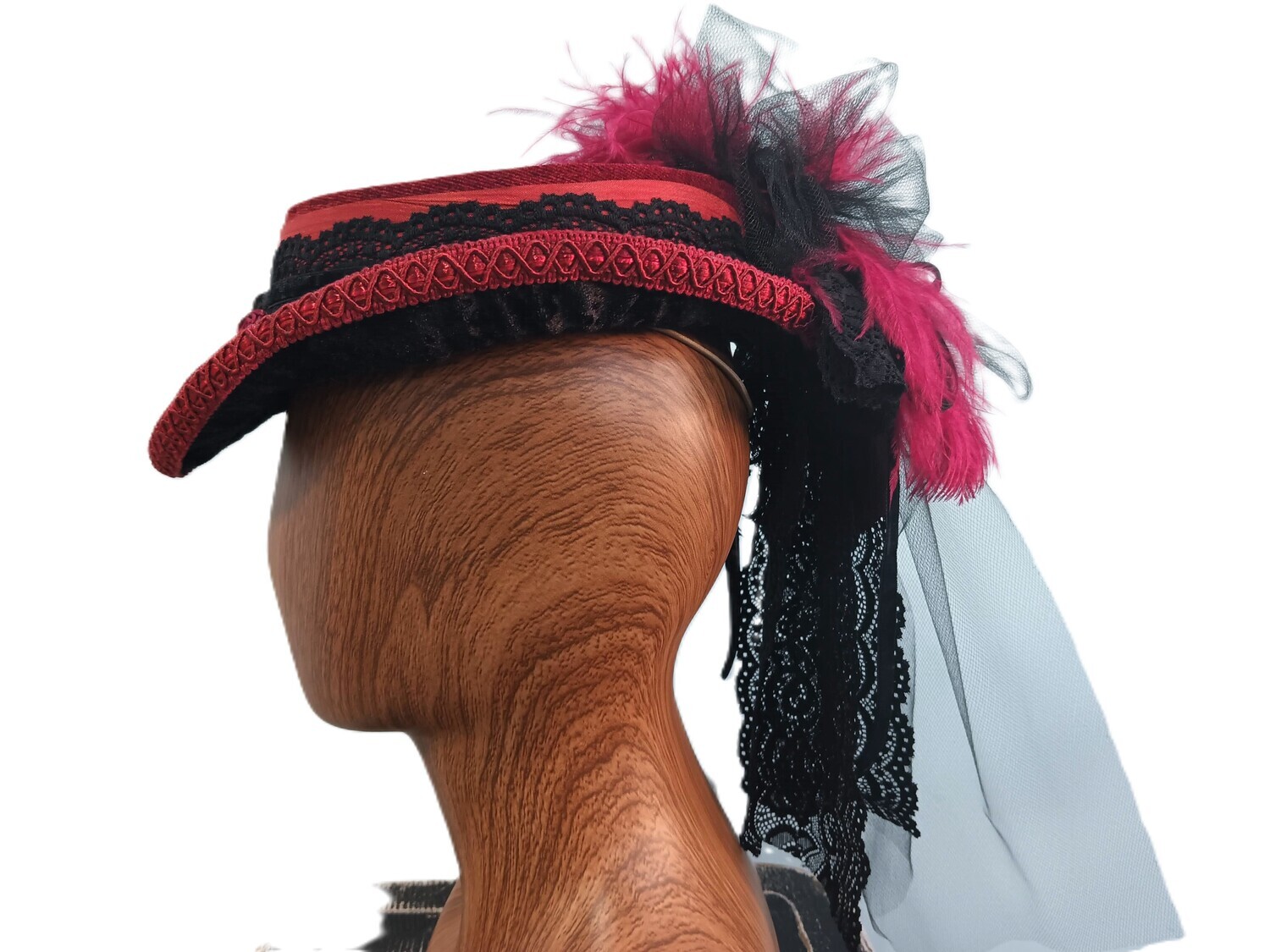 Scarlet &amp; Black Victorian Fascinator