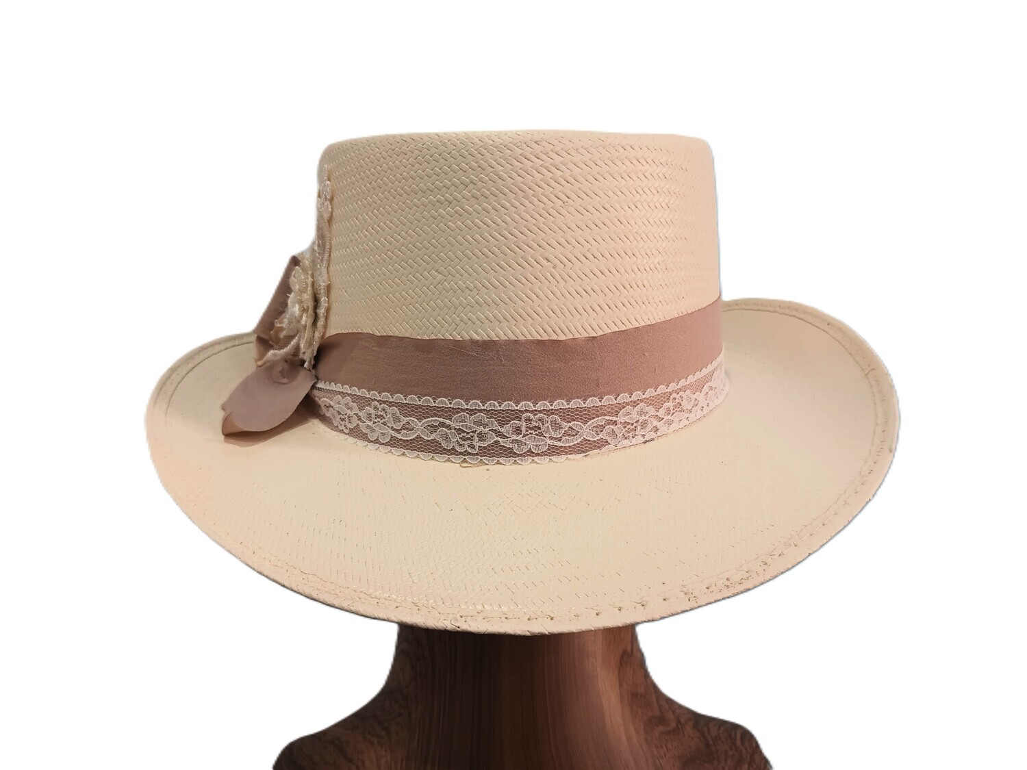Straw Gambler Ladies Top Hat AH Ivory 1 M