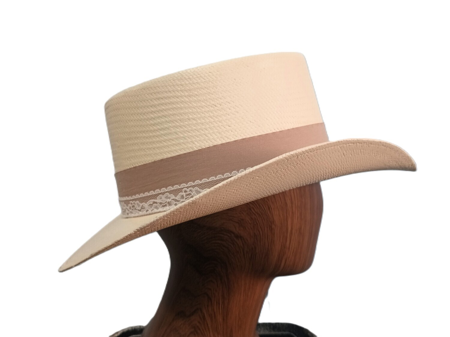 Straw Gambler Ladies Top Hat AH Ivory 1 M