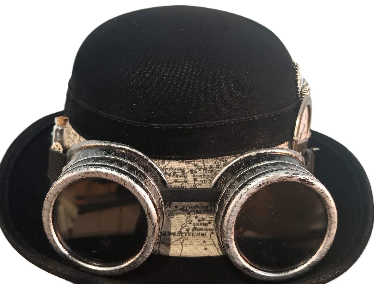 L.Crown Black Steampunk Bowler Map Band 1