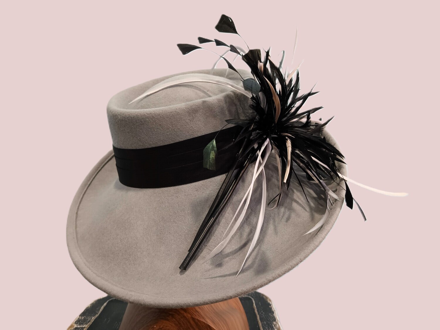 Ash Grey Sloped Wide Brim Derby 1