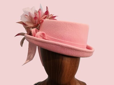 Pink Short Brim Wool Derby 1