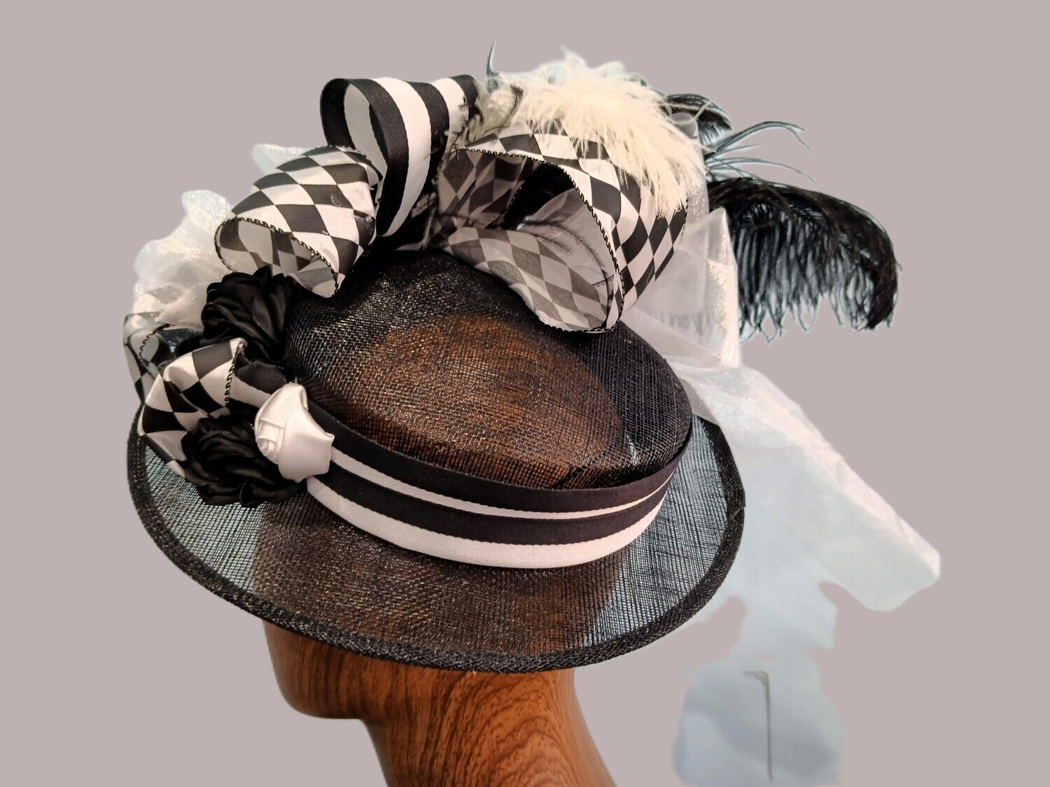 Black Wide Brim Derby Fascinator