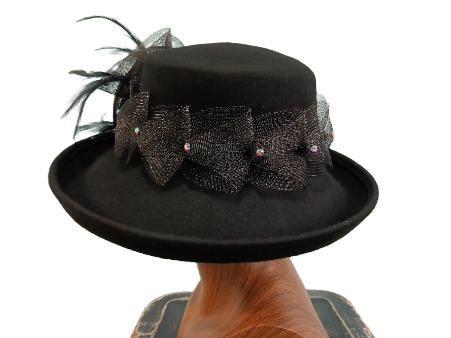 Black Kettle Brim Derby Hat 1