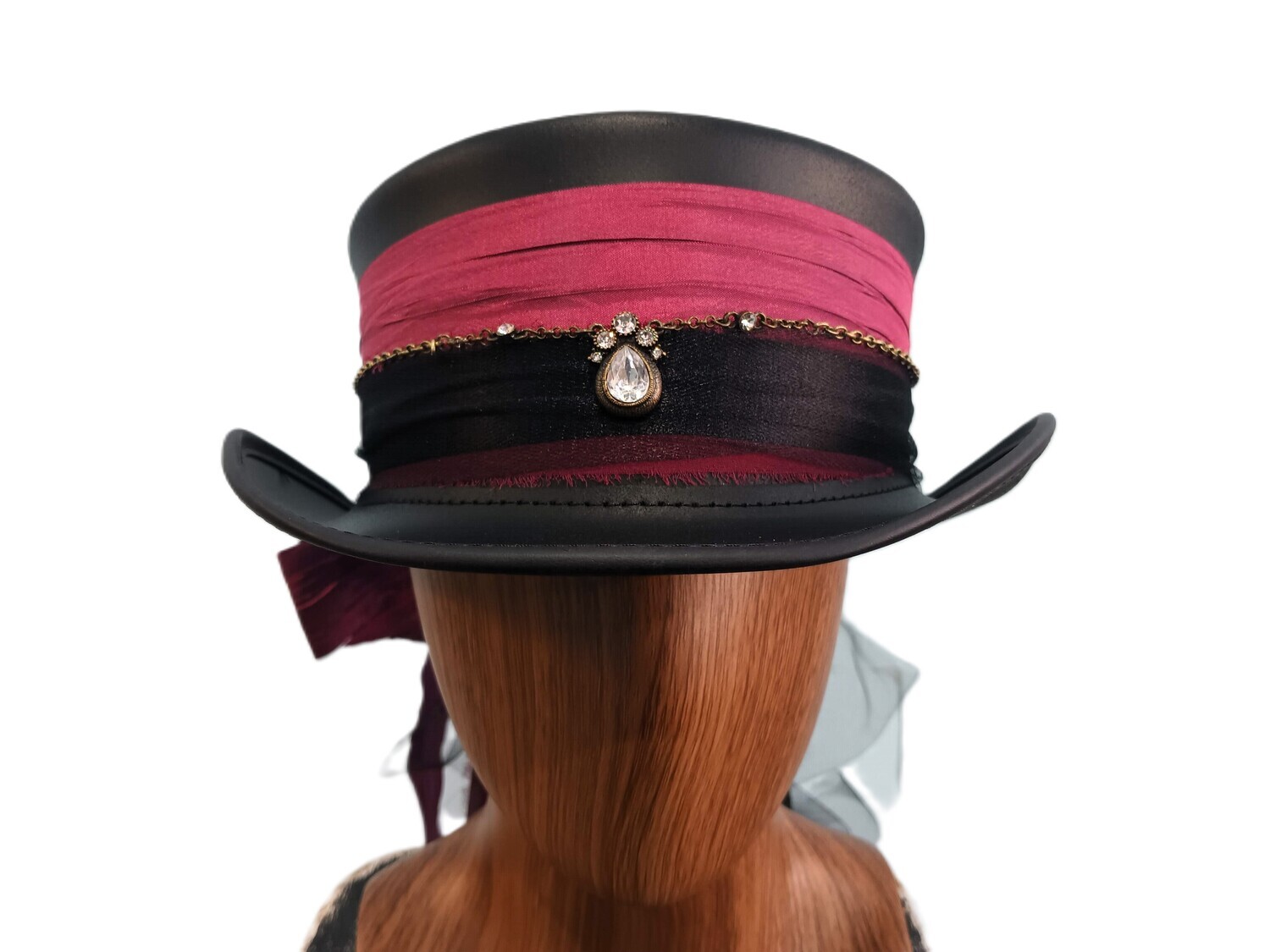 Marlowe AH Ladies Black/ Wine Victorian Top Hat 1 M