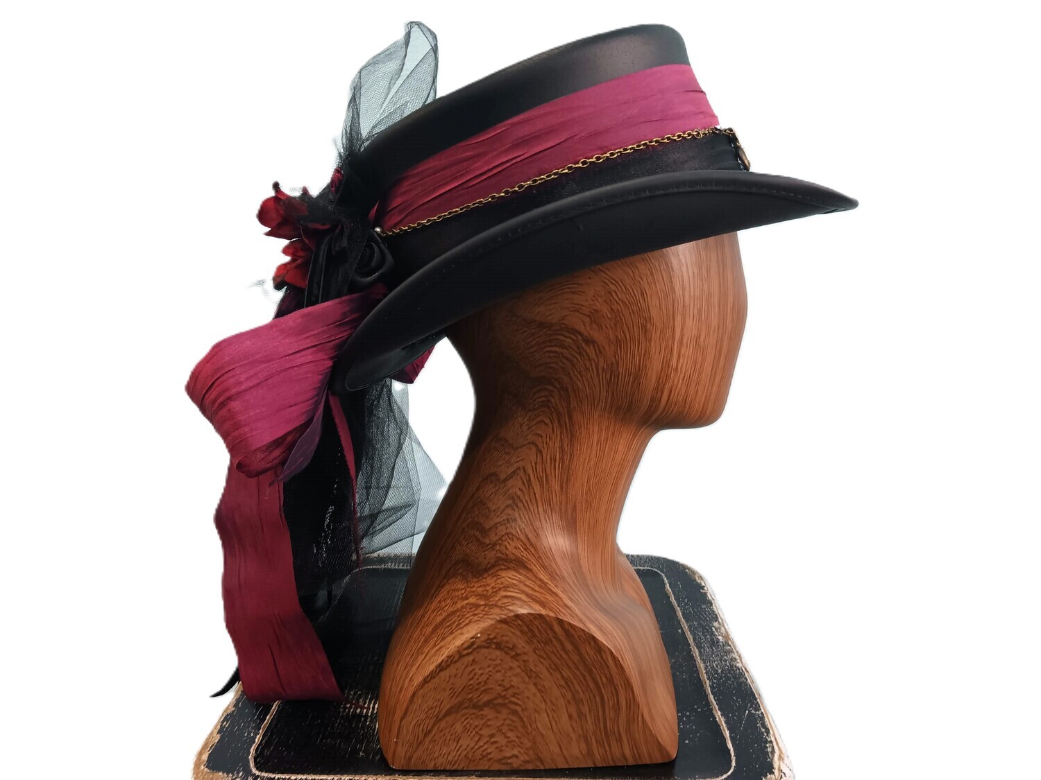 Marlowe AH Ladies Black/ Wine Victorian Top Hat 1 M