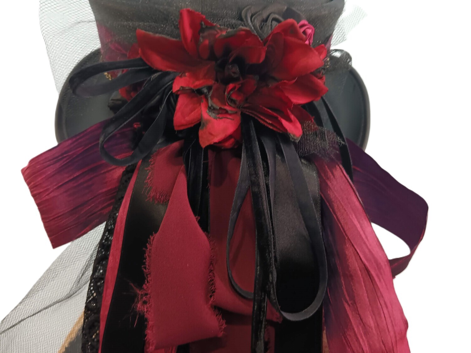 Marlowe AH Ladies Black/ Wine Victorian Top Hat 1 M