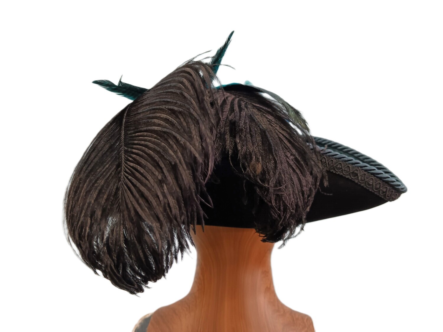 Swann Black/ Teal Tricorn Pirate Hat 1