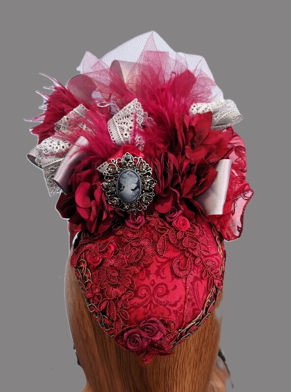 Scarlet Victorian Teardrop Fascinator 1