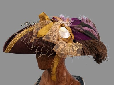 Calypso Ladies Purple/ Gold Tricorn Pirate Hat 1