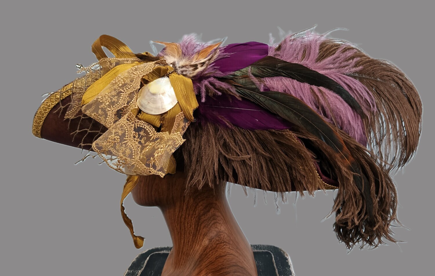 Calypso Ladies Purple/ Gold Tricorn Pirate Hat 1