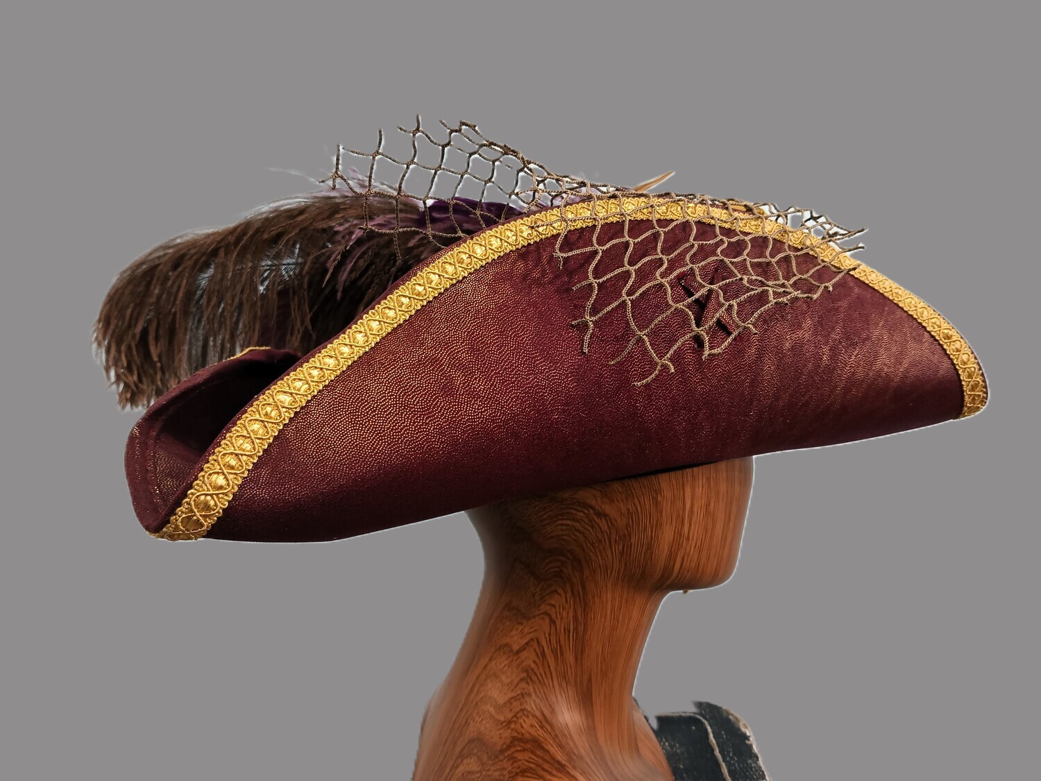 Calypso Ladies Purple/ Gold Tricorn Pirate Hat 1