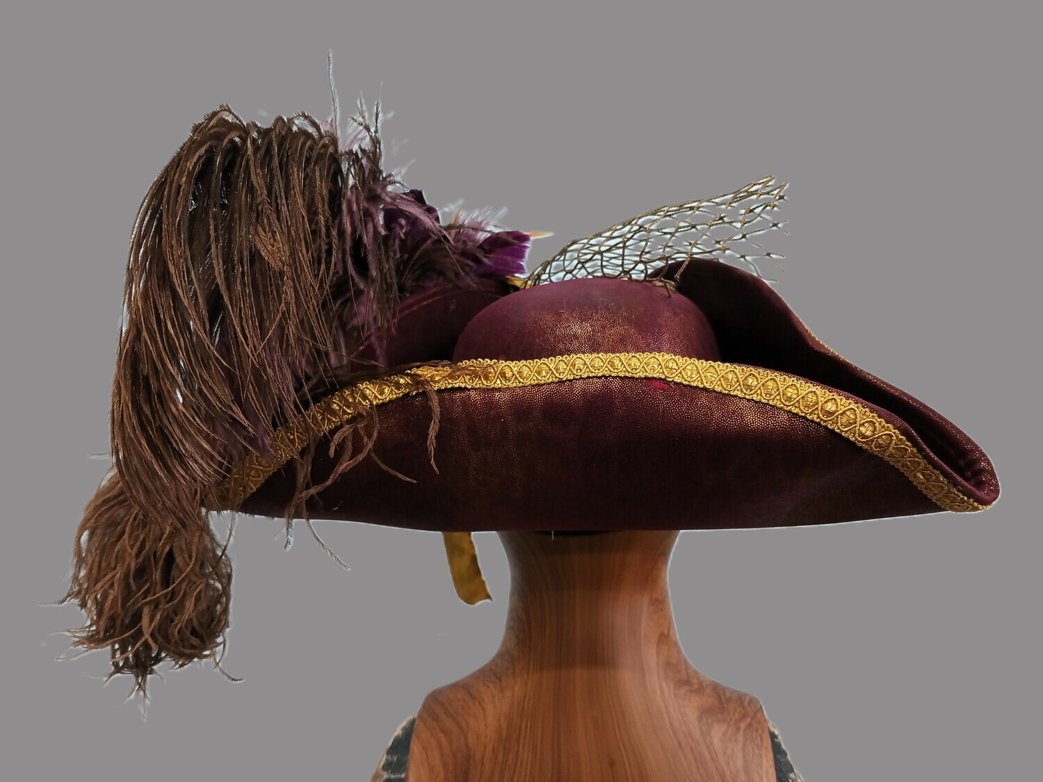 Calypso Ladies Purple/ Gold Tricorn Pirate Hat 1