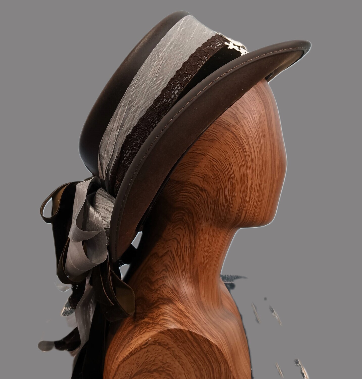 Marlowe AH Ladies Brown/ Grey Victorian Top Hat 1 L
