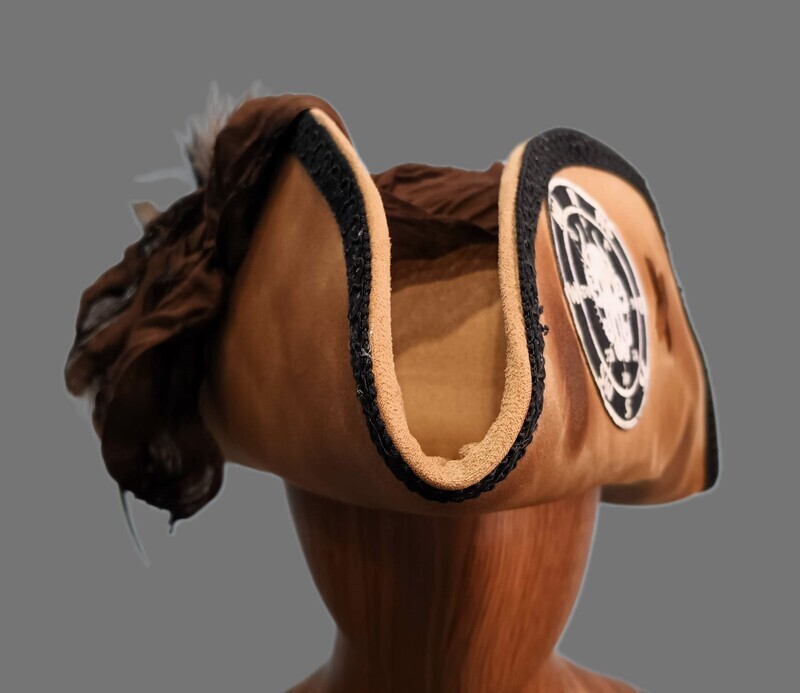 Calypso Tan/ Black Tricorn Pirate Hat 4