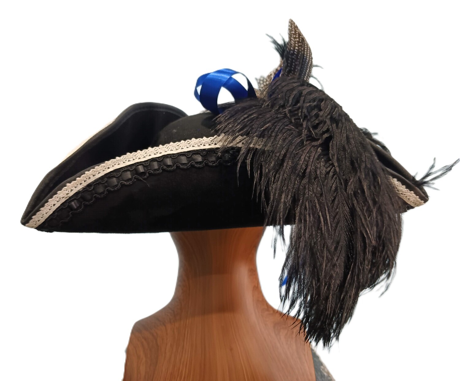 Calypso Ladies Black/ Blue Tricorn Pirate Hat 2