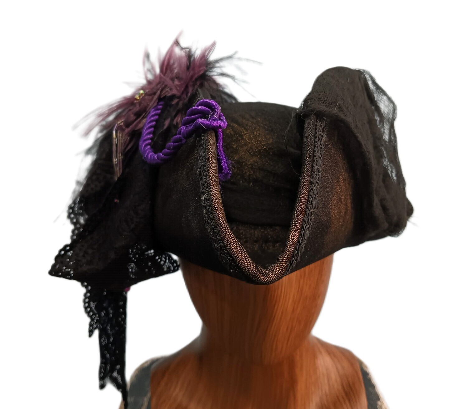 Calypso Ladies Tortoise/ Black Tricorn Pirate Hat 1
