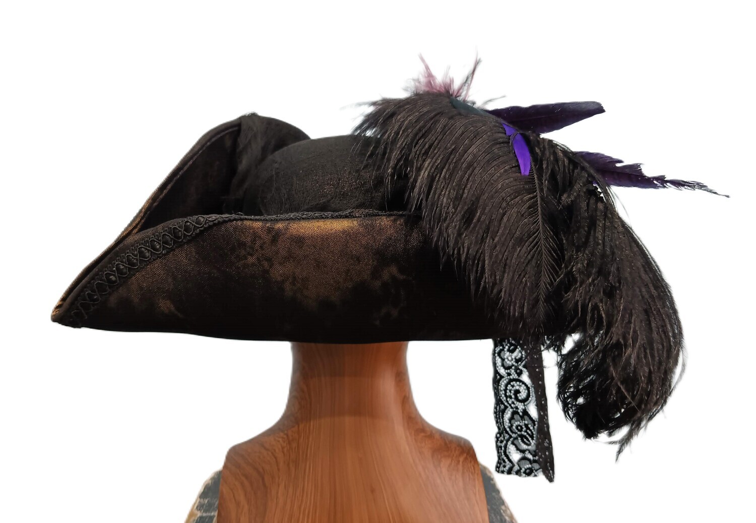 Calypso Ladies Tortoise/ Black Tricorn Pirate Hat 1