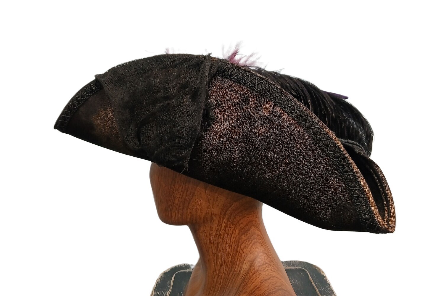 Calypso Ladies Tortoise/ Black Tricorn Pirate Hat 1