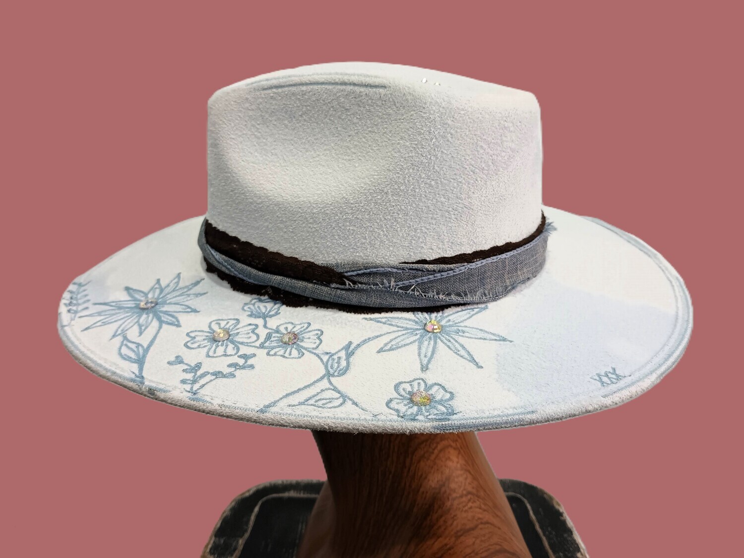 Tash Sky Blue Rancher Custom Wood Burned 2 M