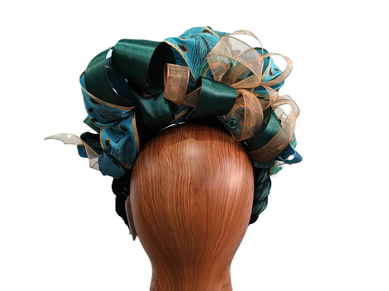 Green &amp; Teal Peacock Headband 1