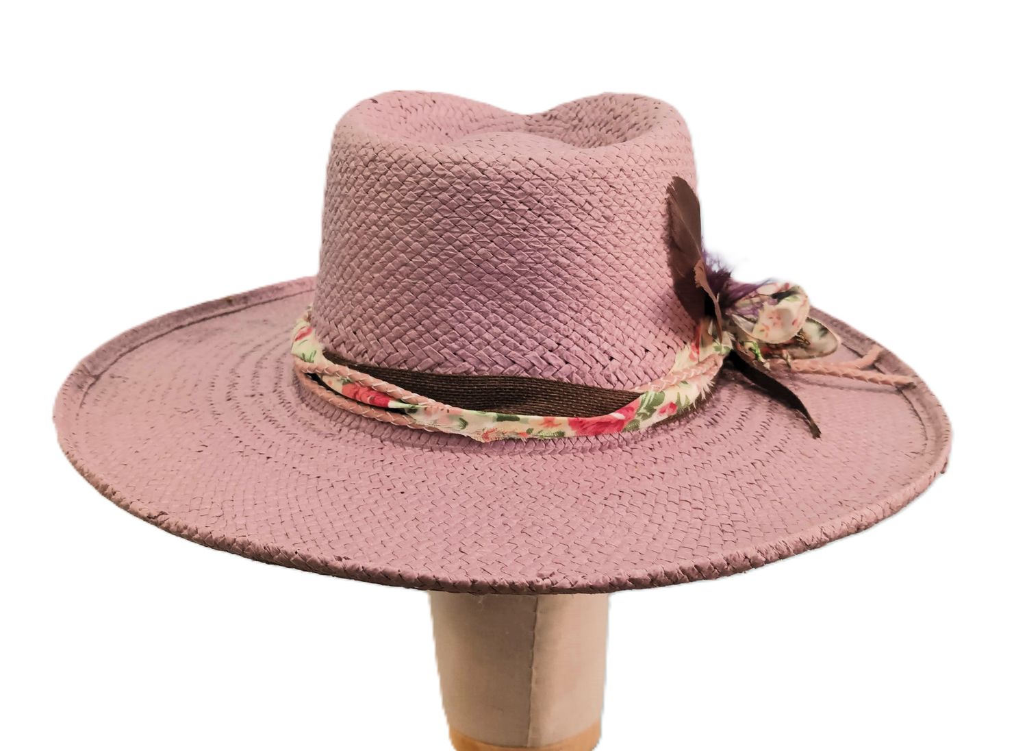 Lavender Wide Rolled Brim Straw Rancher AH L